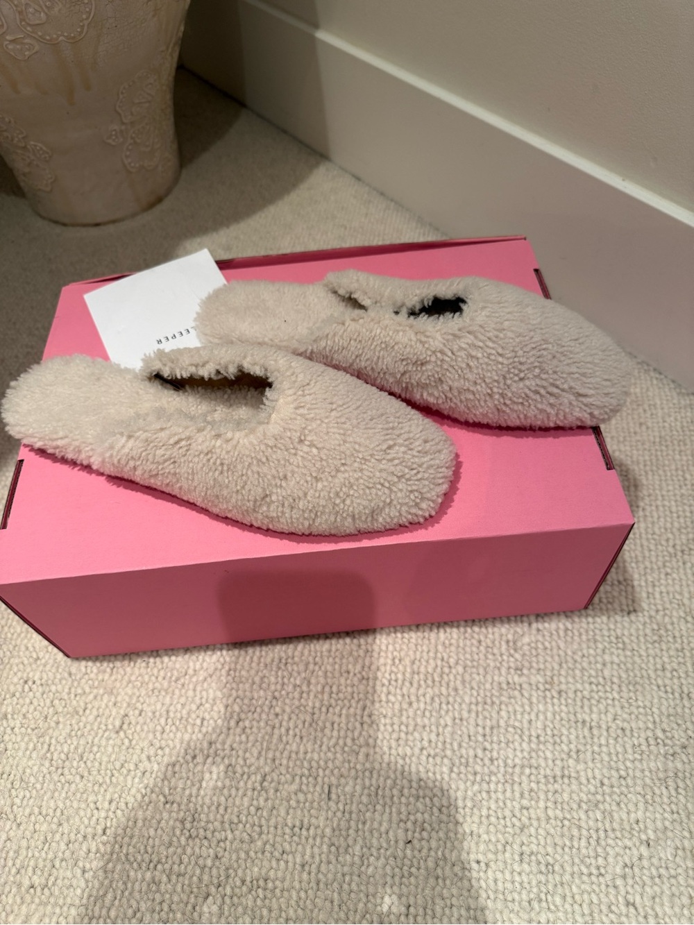 Plush Cream Sherpa Slip-On Mules for Women